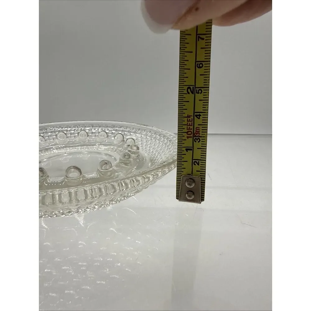 Vtg Mid-century Indiana Glass Diamond Point Hobnail Clear Ashtray Dish 6